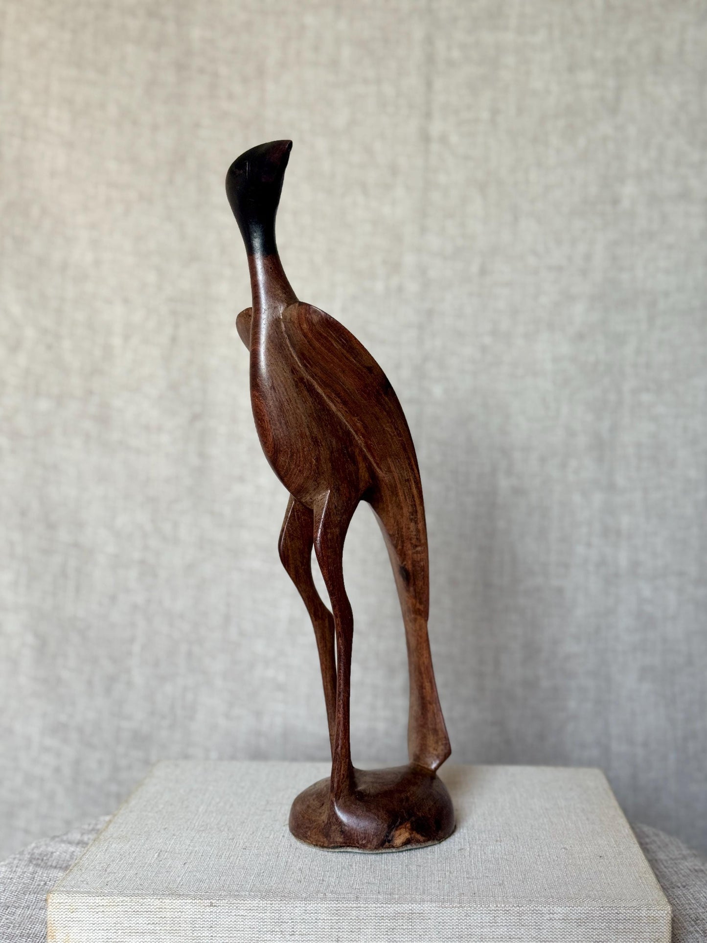 Mid Century Wooden Bird Sculpture | Hand Carved Vintage Figurine