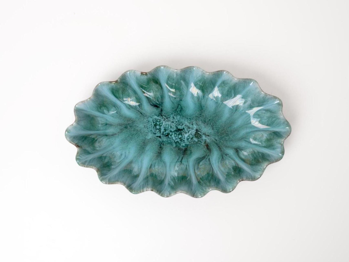 Vintage Scalloped Ceramic Dish | Handmade Sculptural Tray