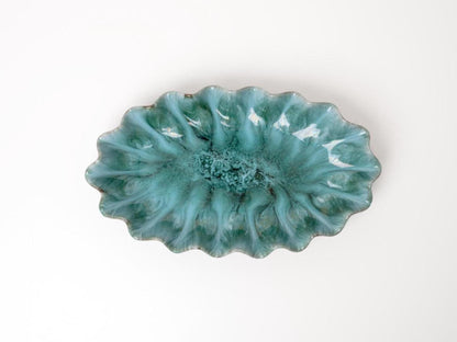 Blue Scalloped Ceramic Dish