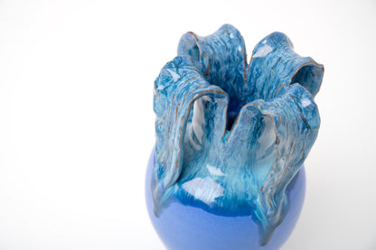 Blue Drip Glaze Terracotta Vase