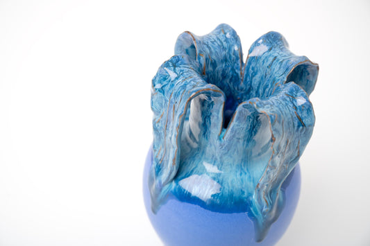 Sculptural Cobalt Blue Amphora Vase