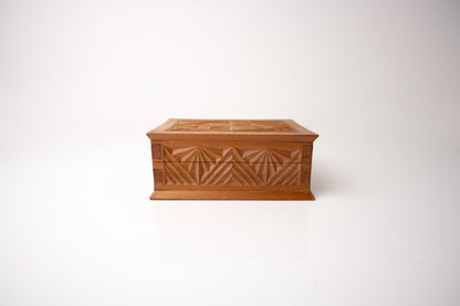 Geometric Carved Wood Box