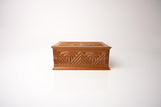 Geometric Carved Wood Box