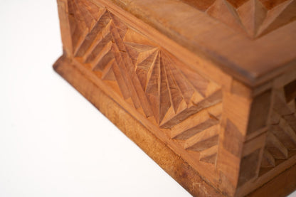 Geometric Carved Wood Box