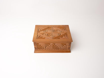 Geometric Carved Wood Box