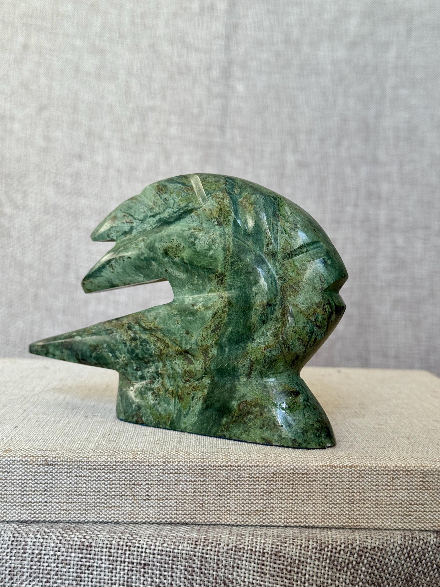Vintage Green Soapstone Serpent Sculpture | Abstract Inuit Art
