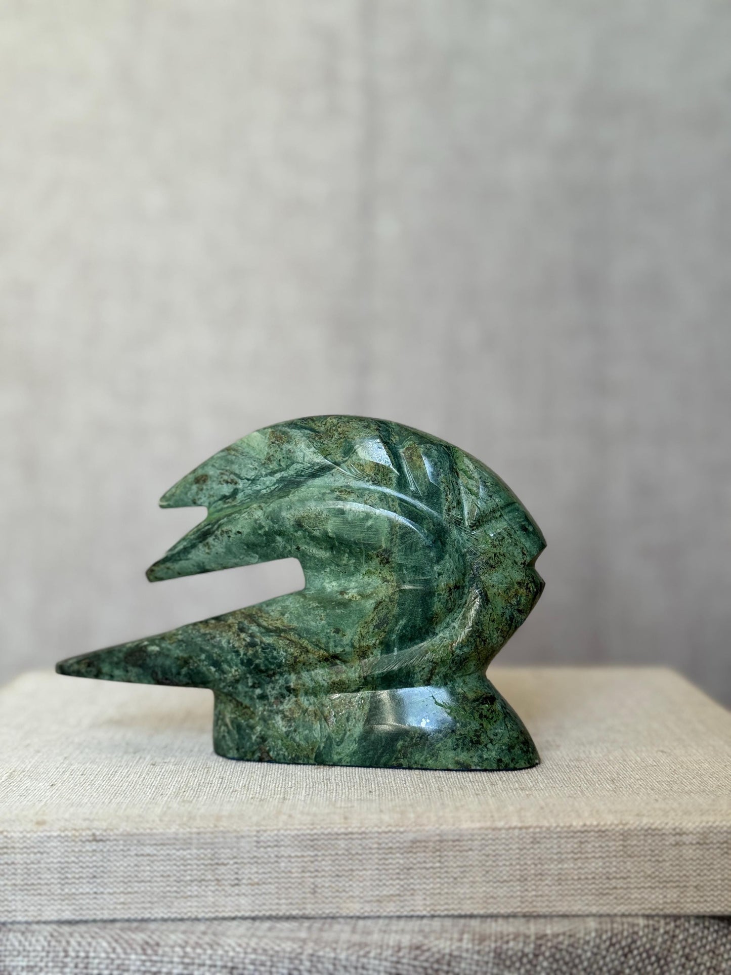 Vintage Green Soapstone Serpent Sculpture | Abstract Inuit Art