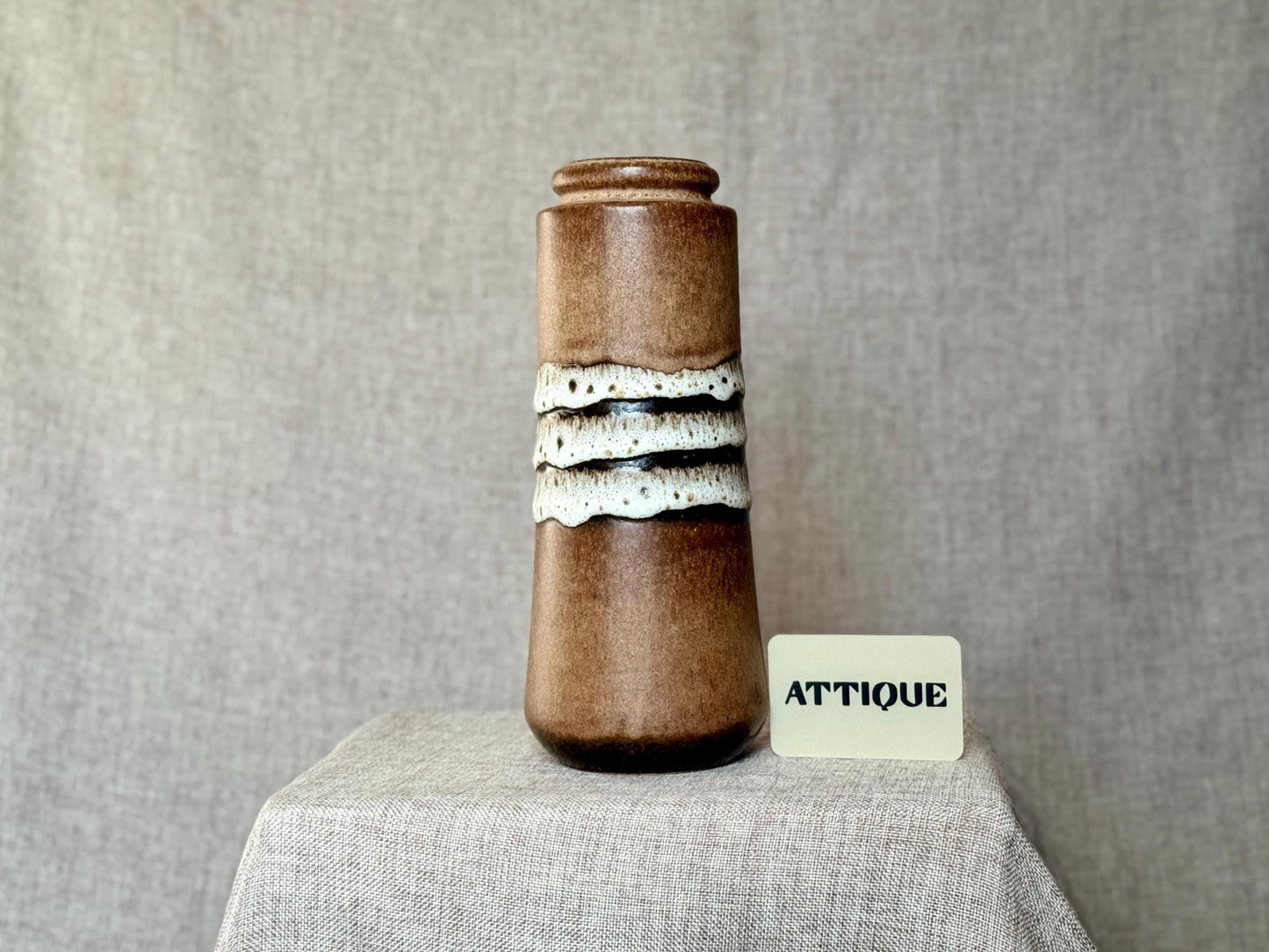 Vintage Scheurich West German Vase | Brown & White Fat Lava Ceramic