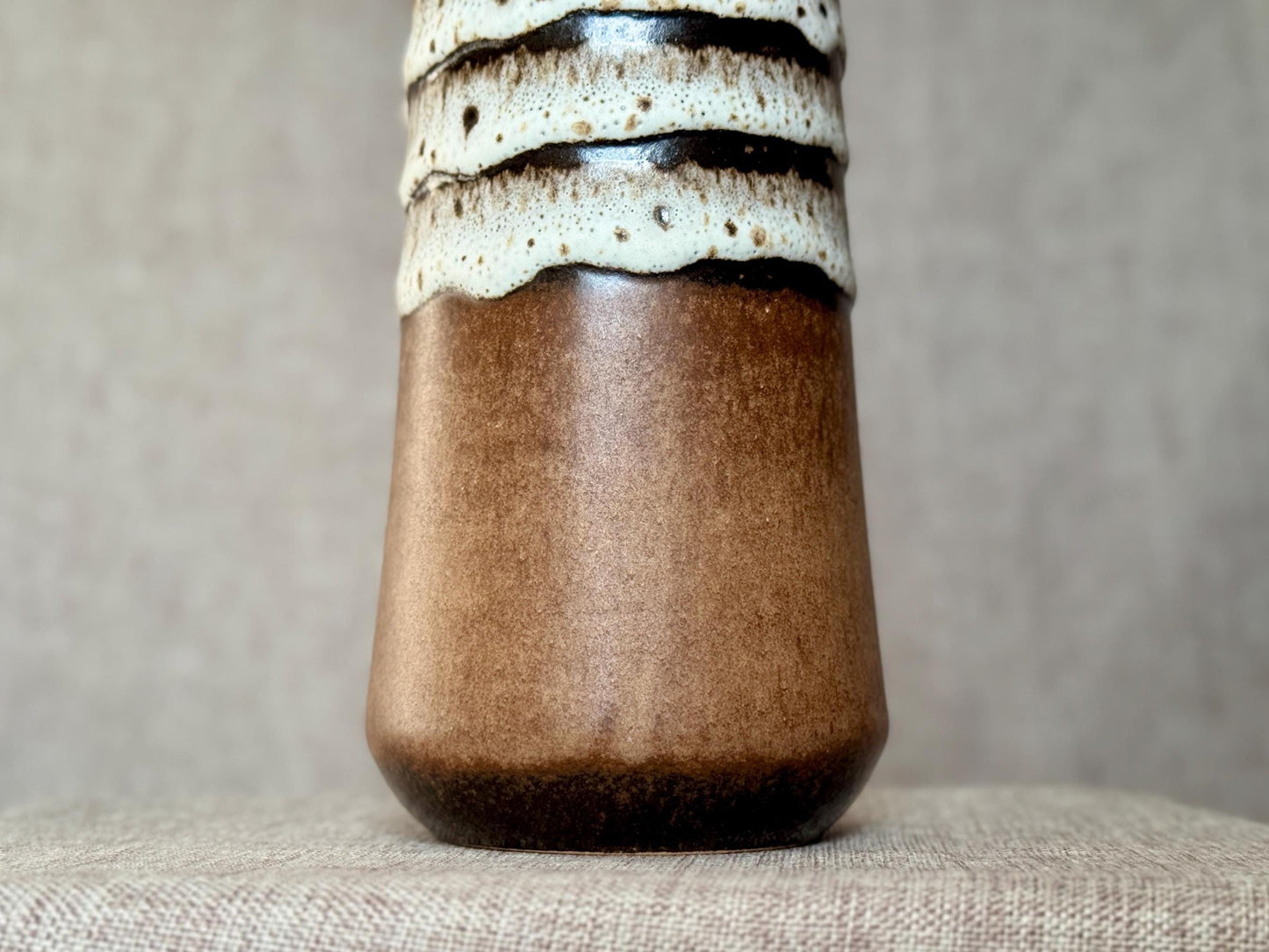 Vintage Scheurich West German Vase | Brown & White Fat Lava Ceramic