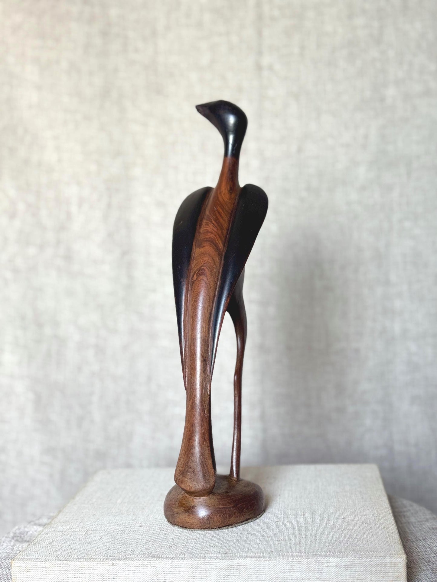 Mid Century Wooden Bird Sculpture | Hand Carved Vintage Figurine