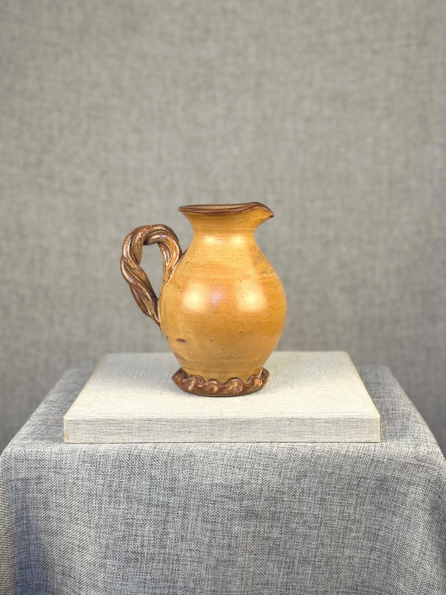 Vintage Vallauris Pottery Jug | French Country Rope Handle Pitcher