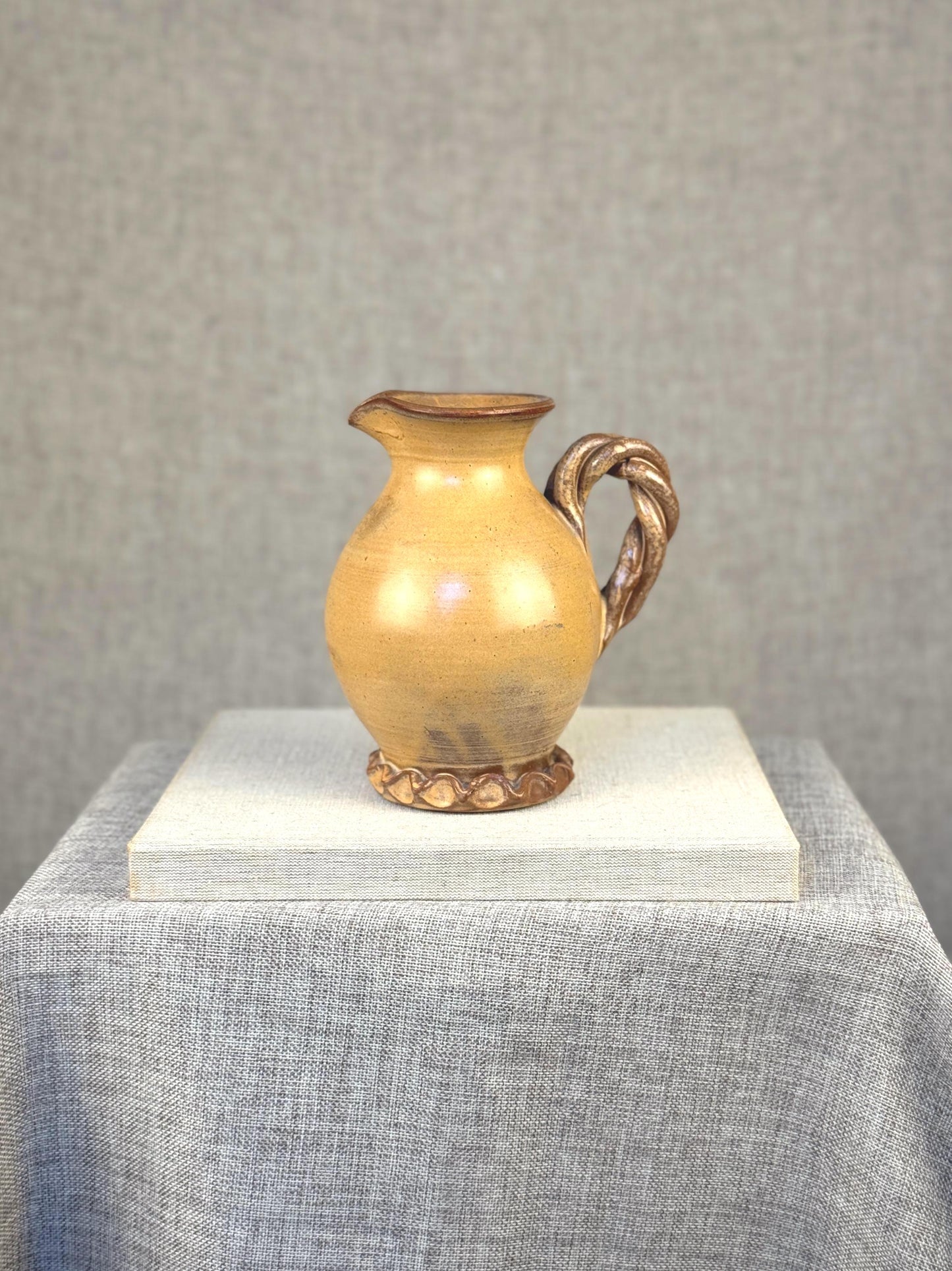 Vintage Vallauris Pottery Jug | French Country Rope Handle Pitcher