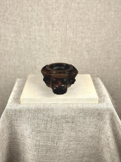 Carved Wooden Bull Ashtray
