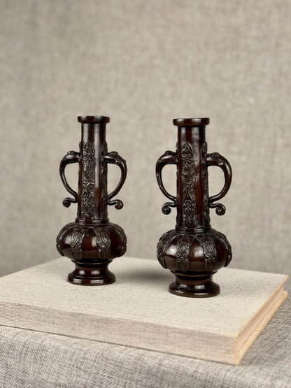 Pair of Cast Bronze Urn Vases, 1950s