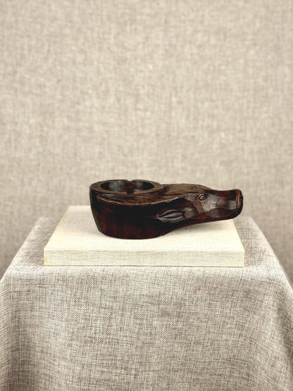 Carved Wooden Bull Ashtray