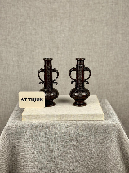Pair of Cast Bronze Urn Vases, 1950s