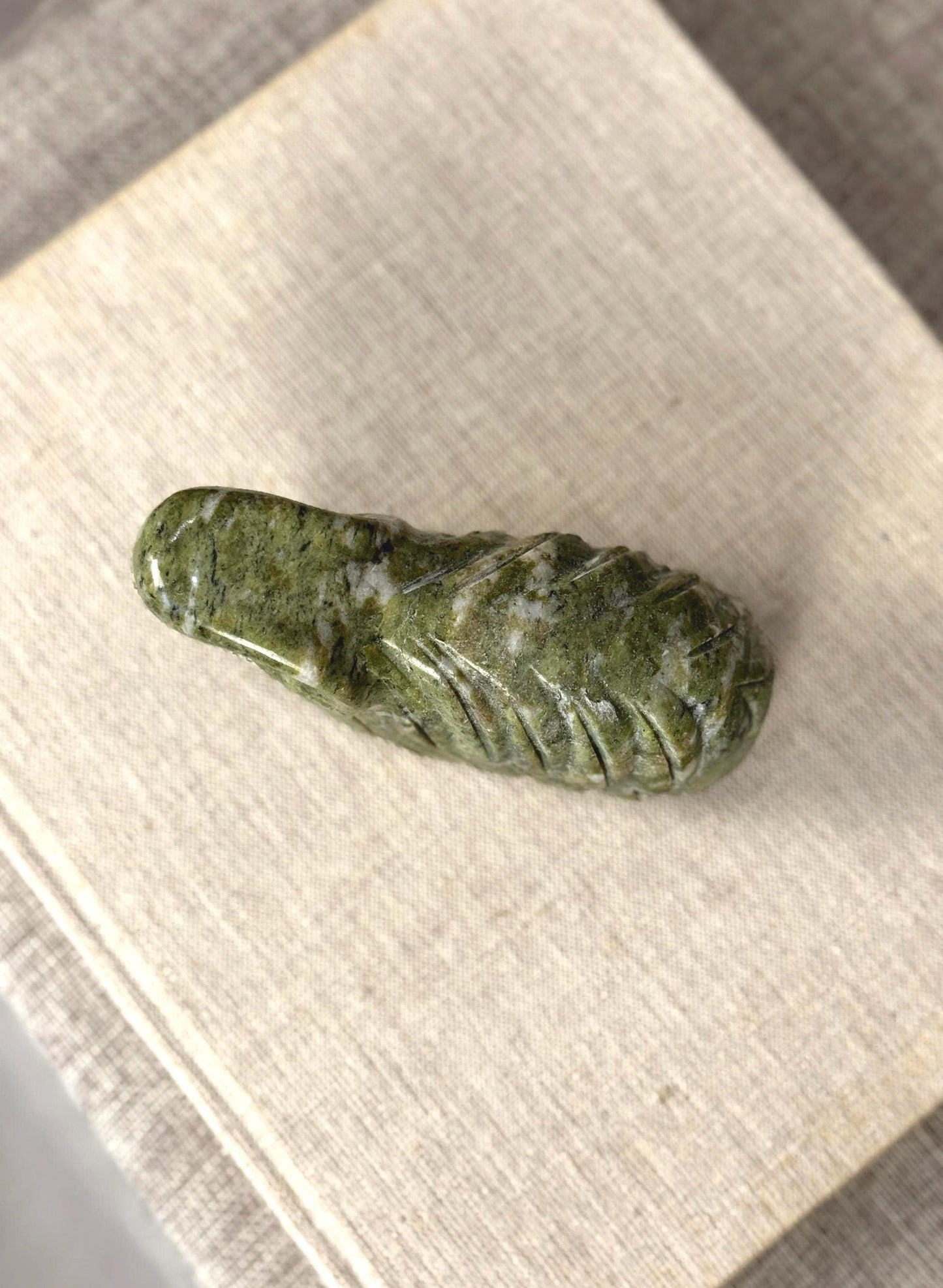 Mid Century Stone Animal Sculpture | Snowflake Epidote Carving | Modernist Decorative Object | 1950s Sculpture