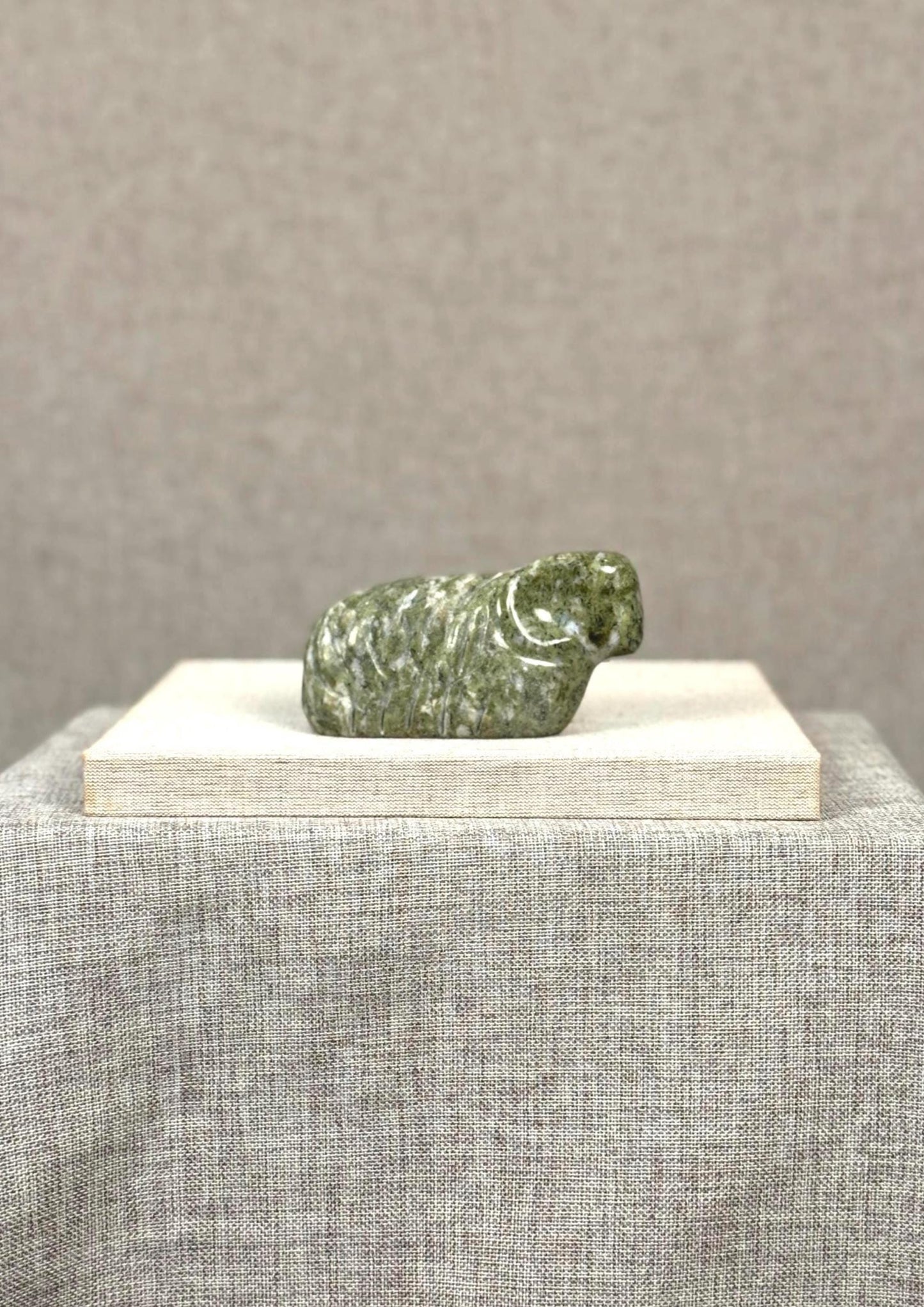 Mid Century Stone Animal Sculpture | Snowflake Epidote Carving | Modernist Decorative Object | 1950s Sculpture