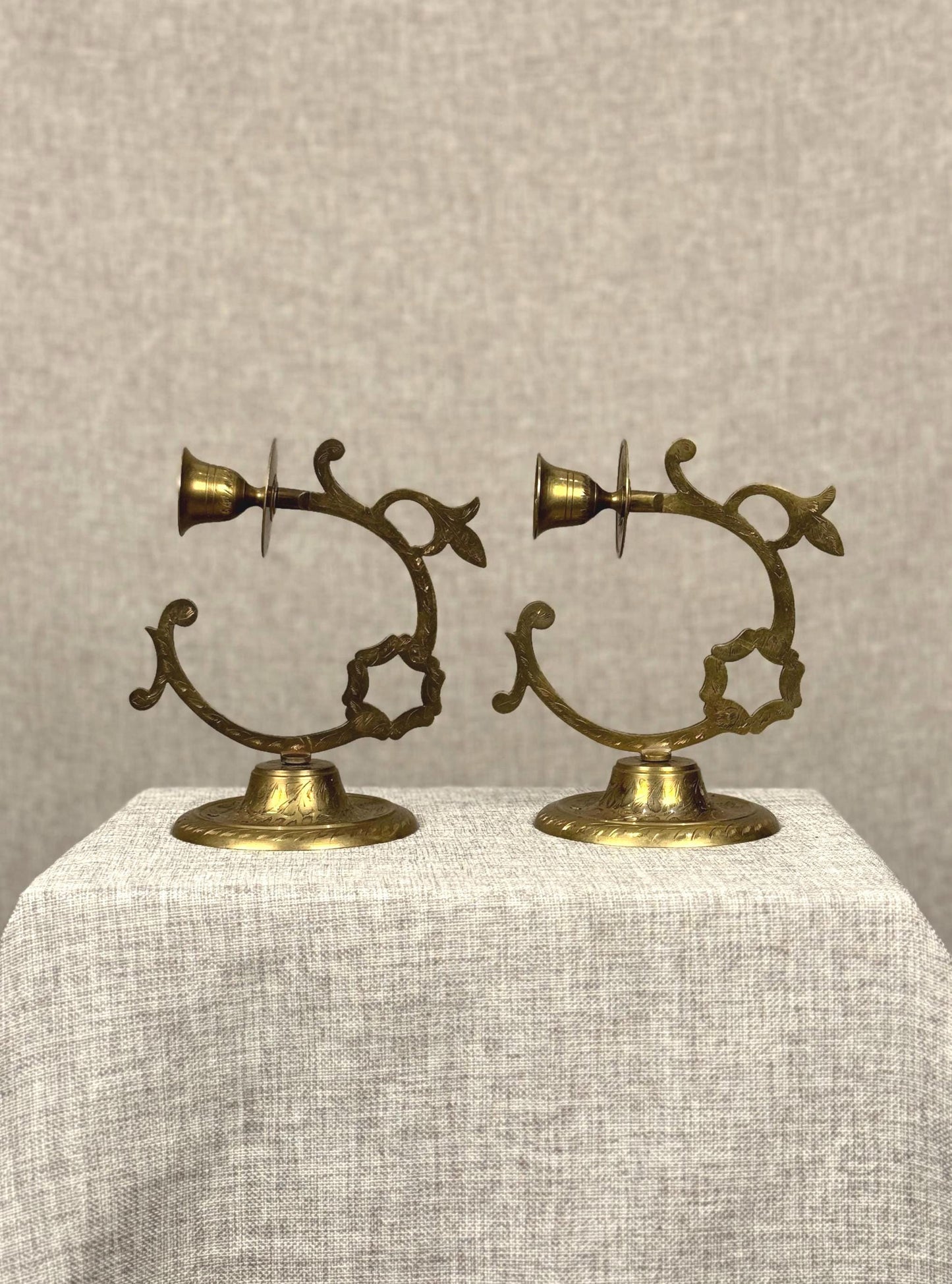 Vintage French Brass Candle Sconces | Ornate Wall Lighting Pair