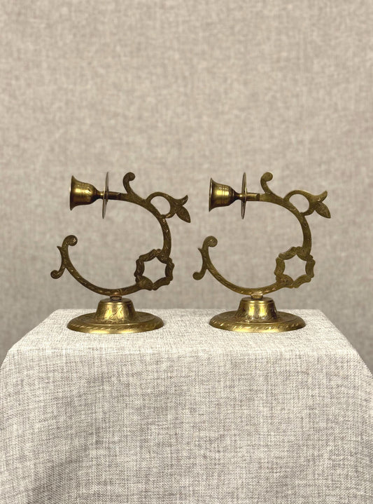 French Brass Candle Sconces Pair