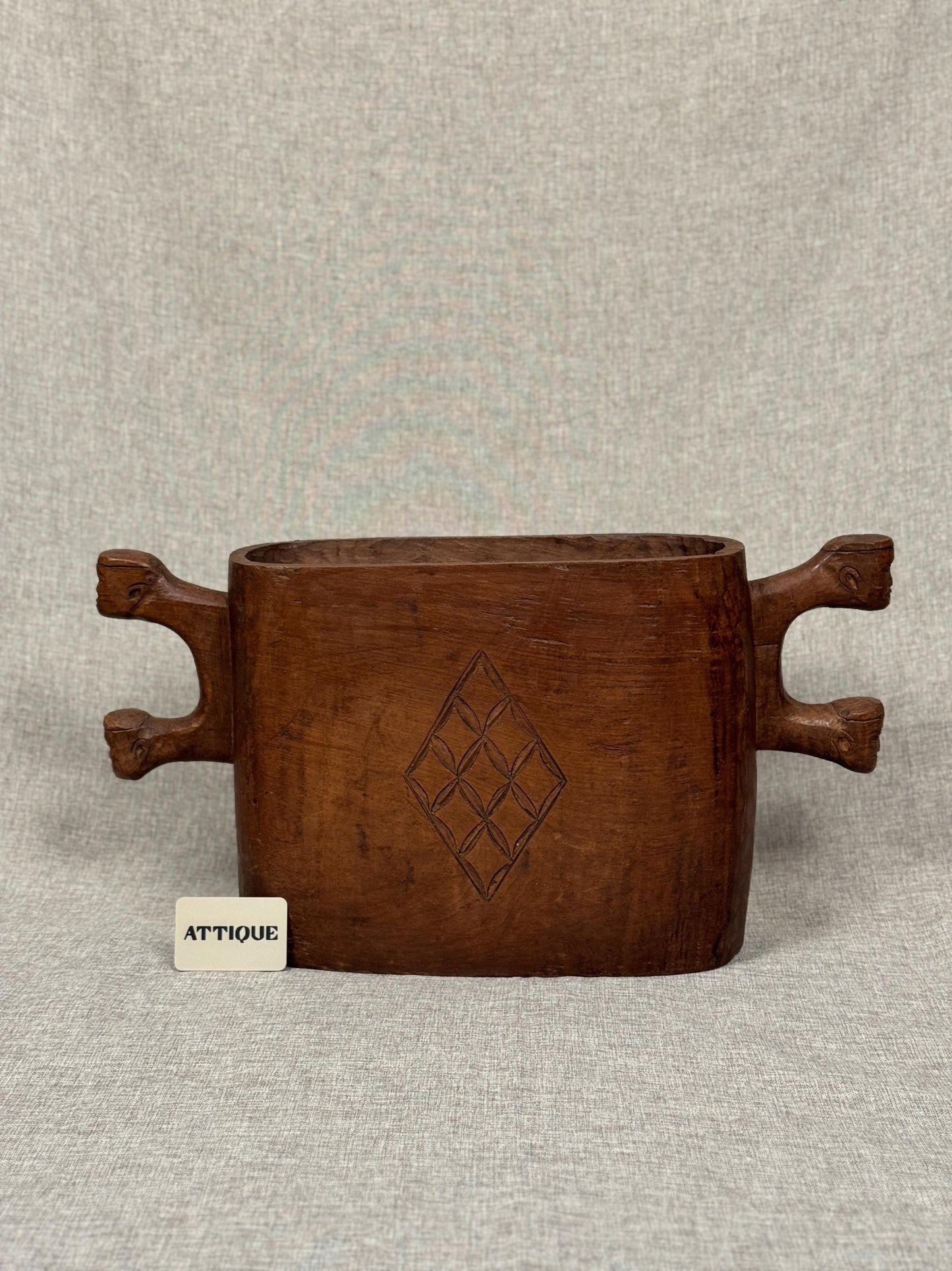 Hand Carved West African Umbrella Stand | Tribal Art, Anthropomorphic Vessel