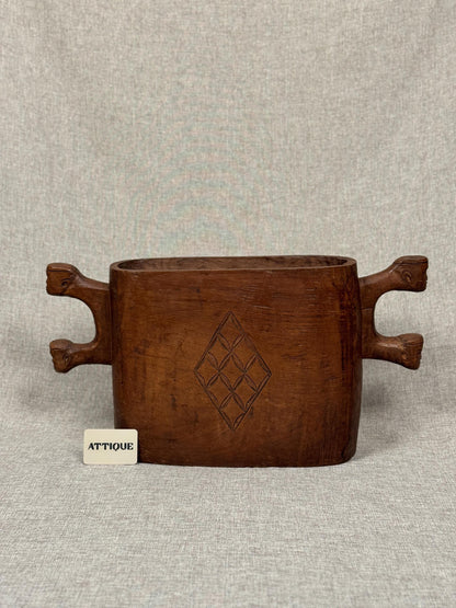 West African Carved Hardwood Vessel
