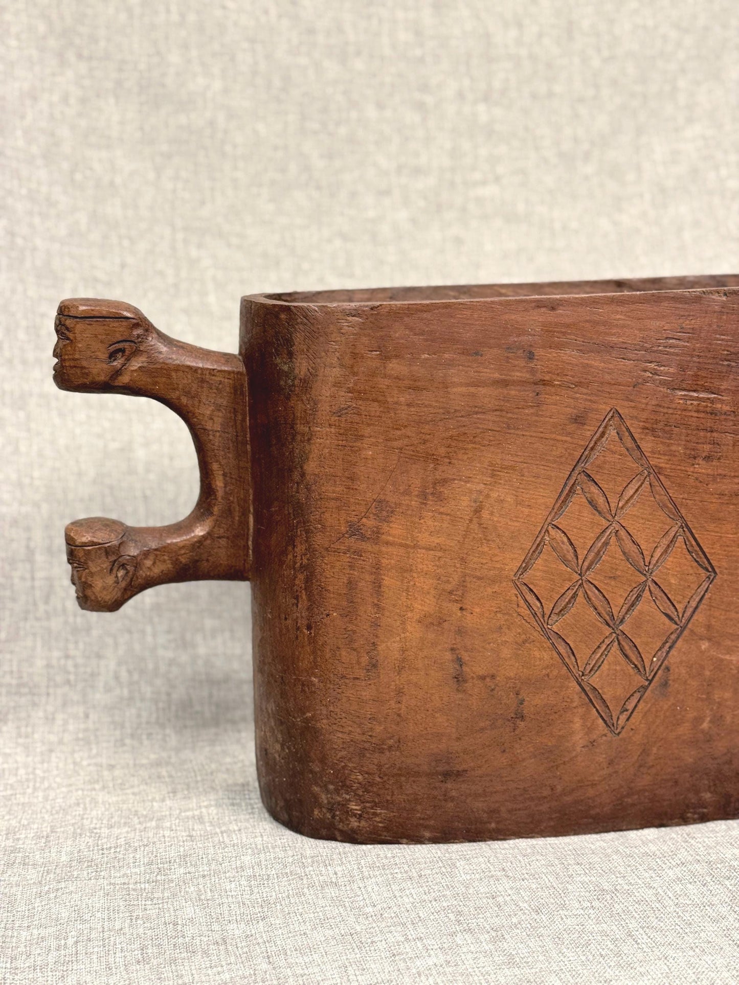 Hand Carved West African Umbrella Stand | Tribal Art, Anthropomorphic Vessel