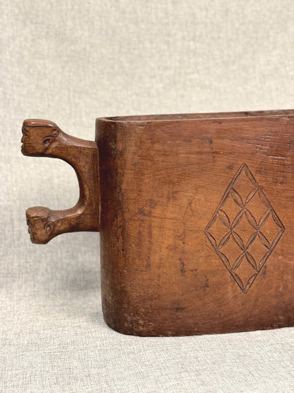 West African Carved Hardwood Vessel
