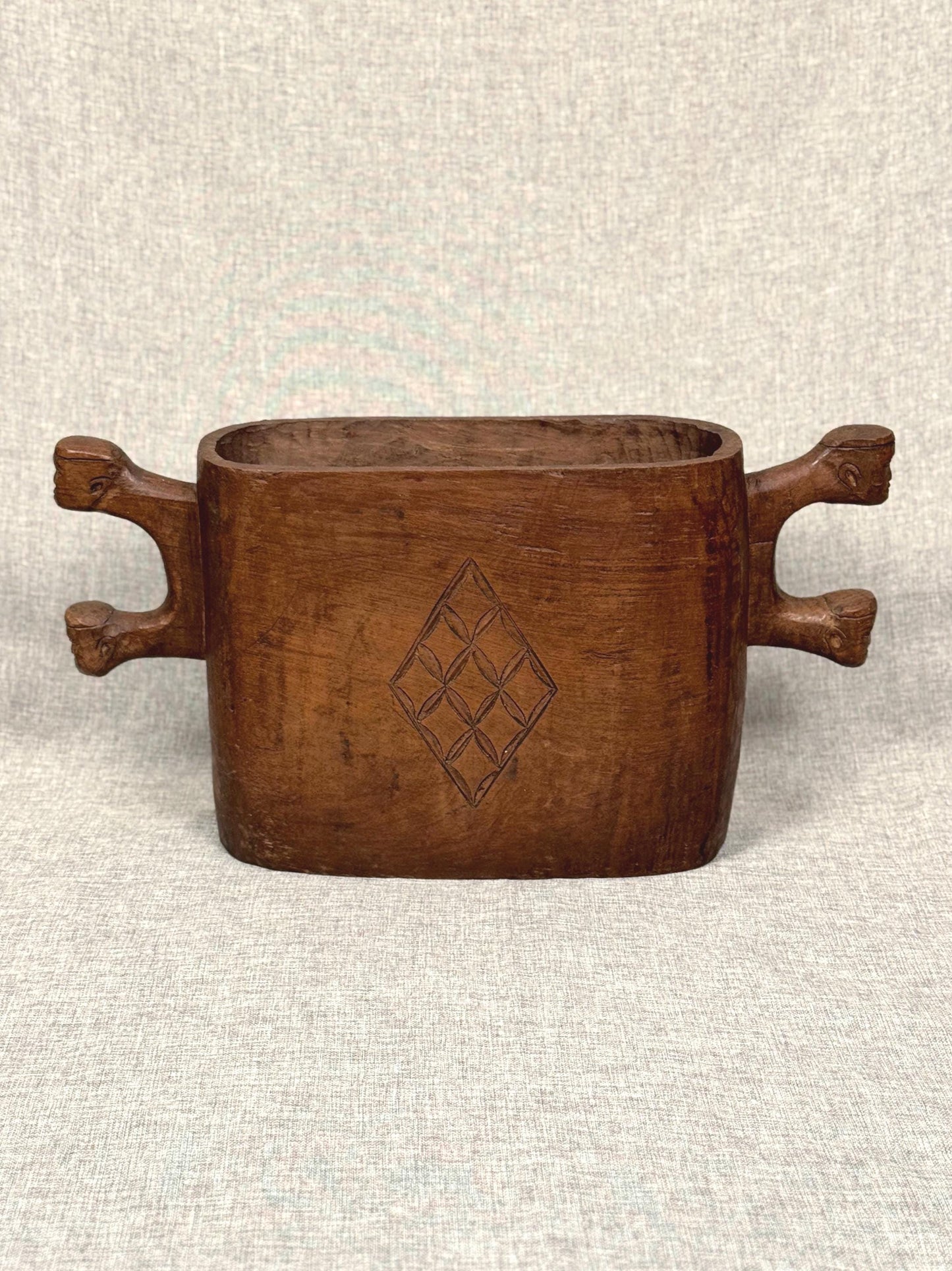 Hand Carved West African Umbrella Stand | Tribal Art, Anthropomorphic Vessel