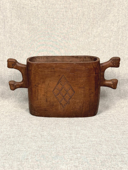 West African Carved Hardwood Vessel
