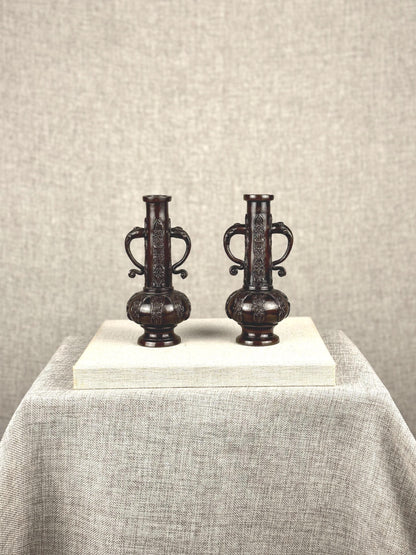 Pair of Cast Bronze Urn Vases, 1950s