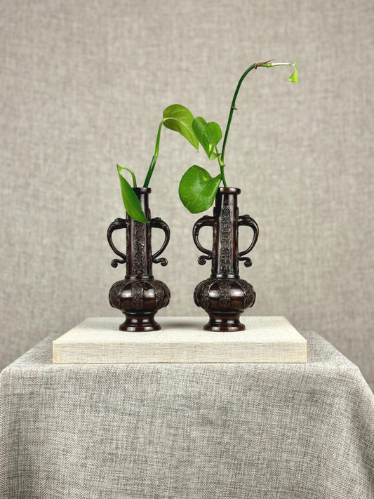 Ornate Bronze Vase Pair, 1950s