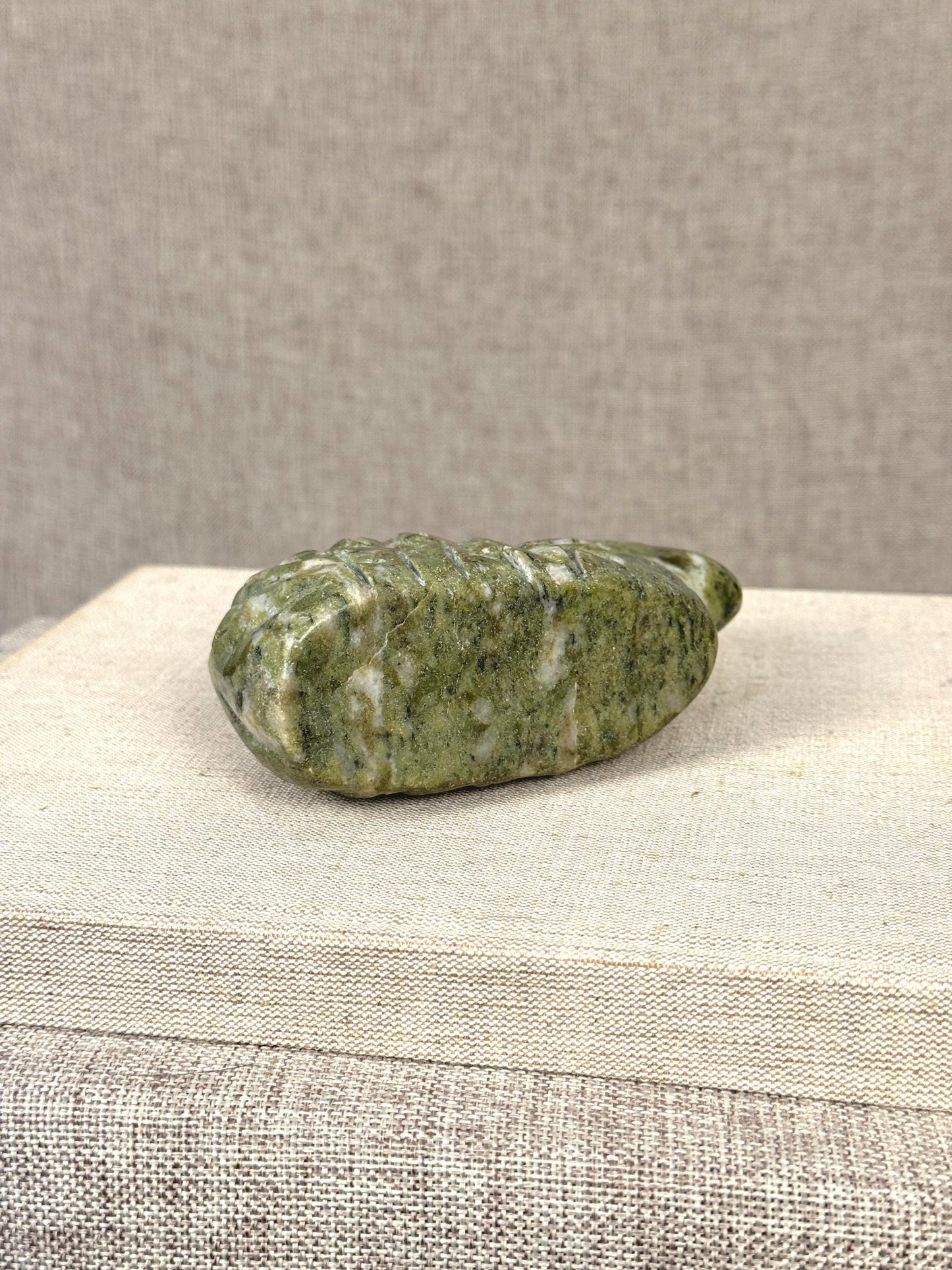 Mid Century Stone Animal Sculpture | Snowflake Epidote Carving | Modernist Decorative Object | 1950s Sculpture