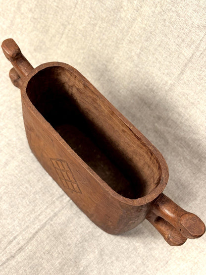 West African Carved Hardwood Vessel