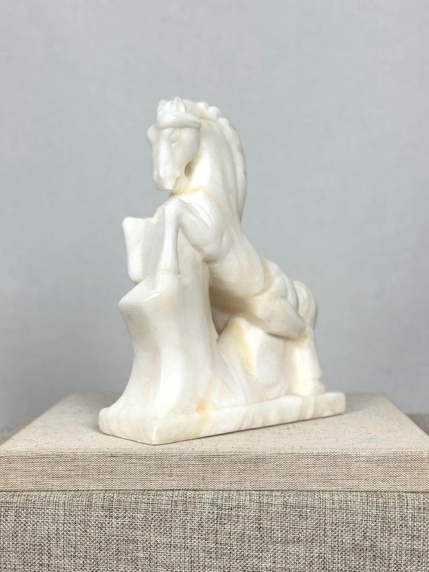 Vintage Alabaster Horse Figurine | Carved Stone Horse Sculpture | Italian Alabaster Statue
