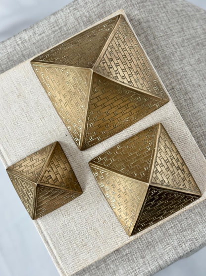 Set of Three Brass Pyramids