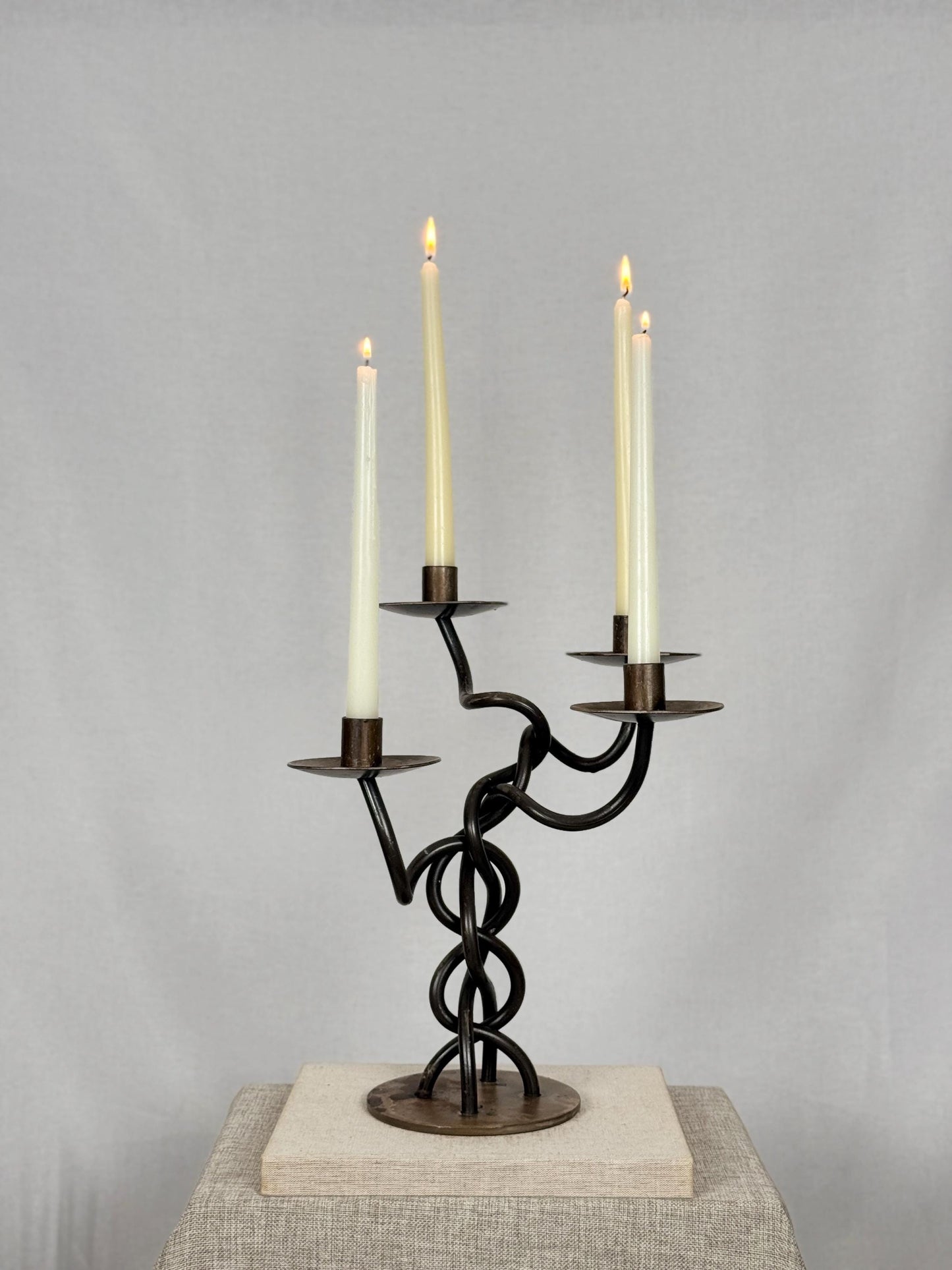 Twisted Iron Candelabra | Sculptural Candle Holder | Brutalist Candle Holder | Twisted Metal Candlestick