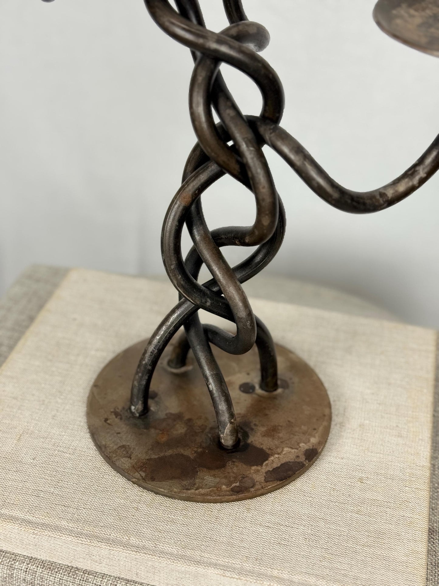 Twisted Iron Candelabra | Sculptural Candle Holder | Brutalist Candle Holder | Twisted Metal Candlestick