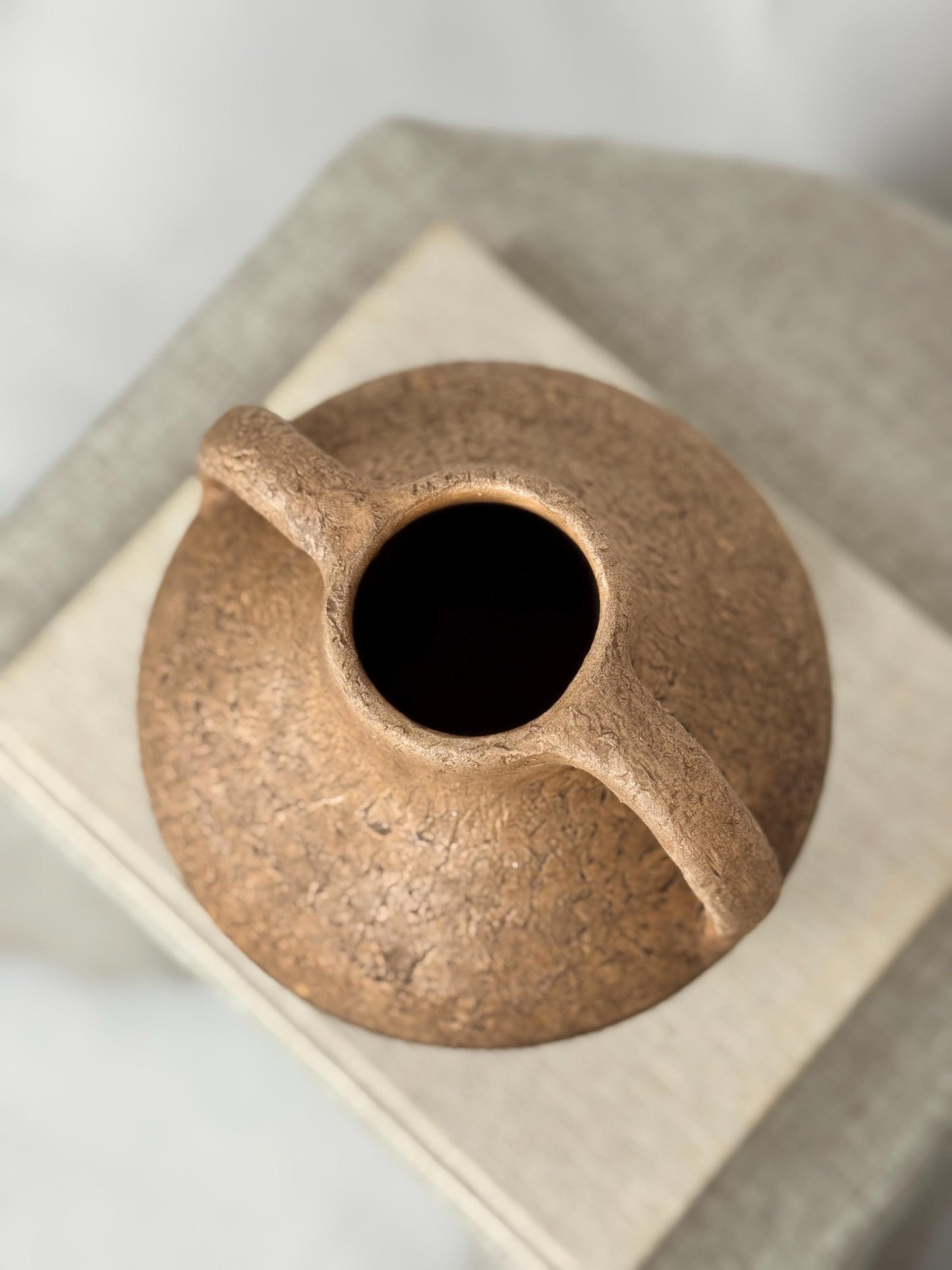 Vintage Pottery Vessel with Handles | Rustic Ceramic Vase | Vintage Amphora