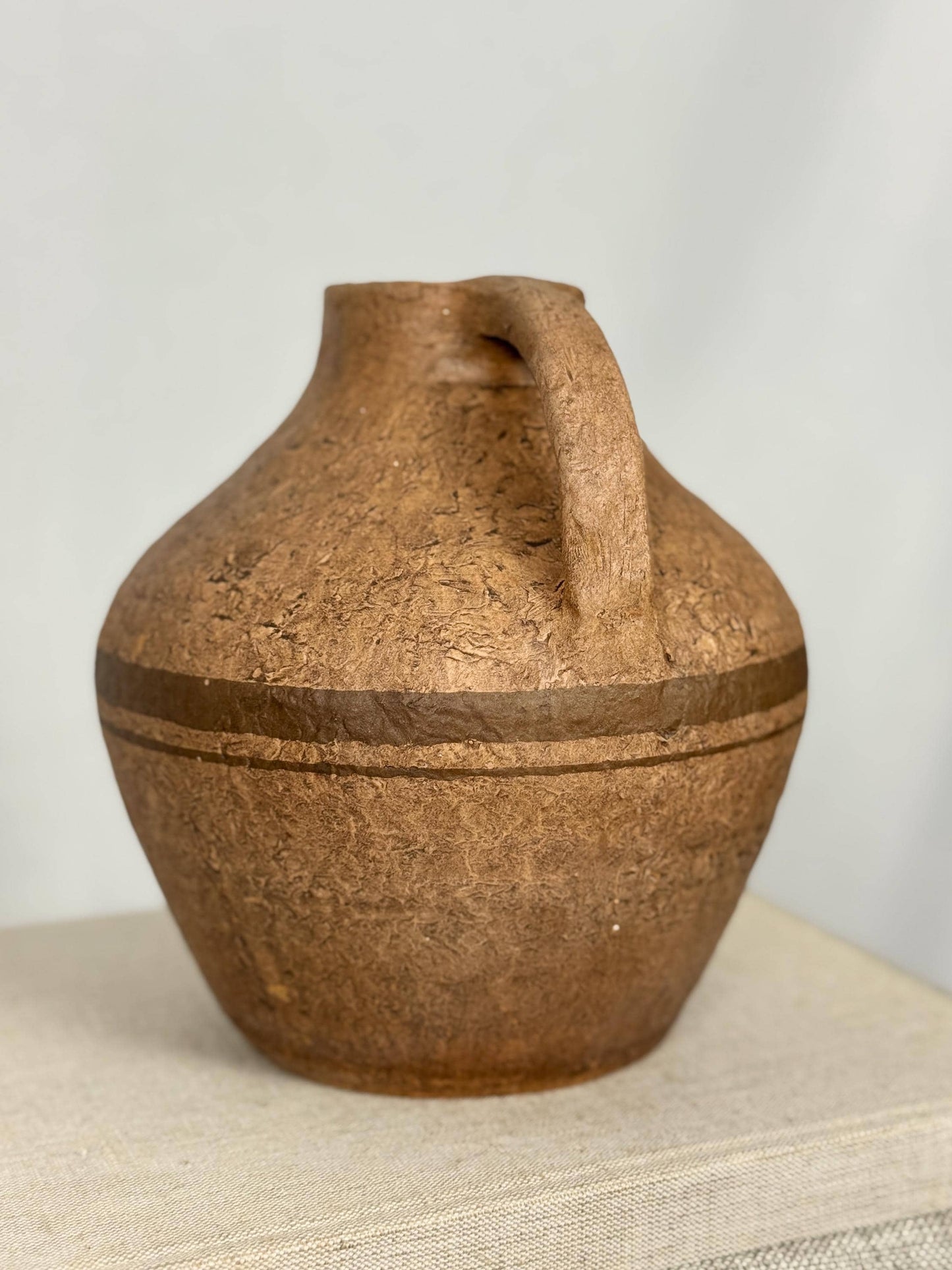 Vintage Pottery Vessel with Handles | Rustic Ceramic Vase | Vintage Amphora