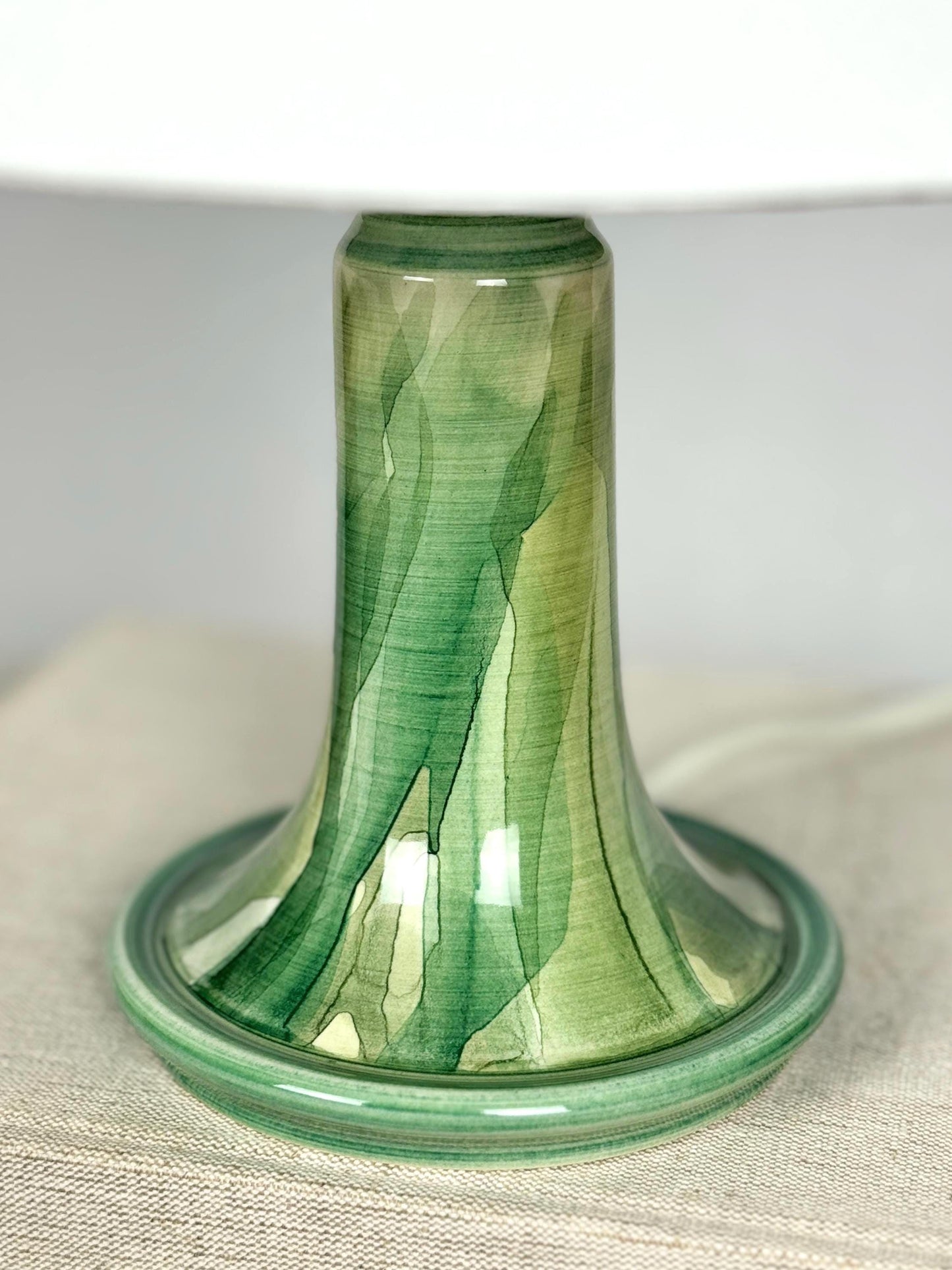 Vintage Jersey Pottery Table Lamp | Green Glazed Ceramic Lamp | Jersey Pottery Lighting