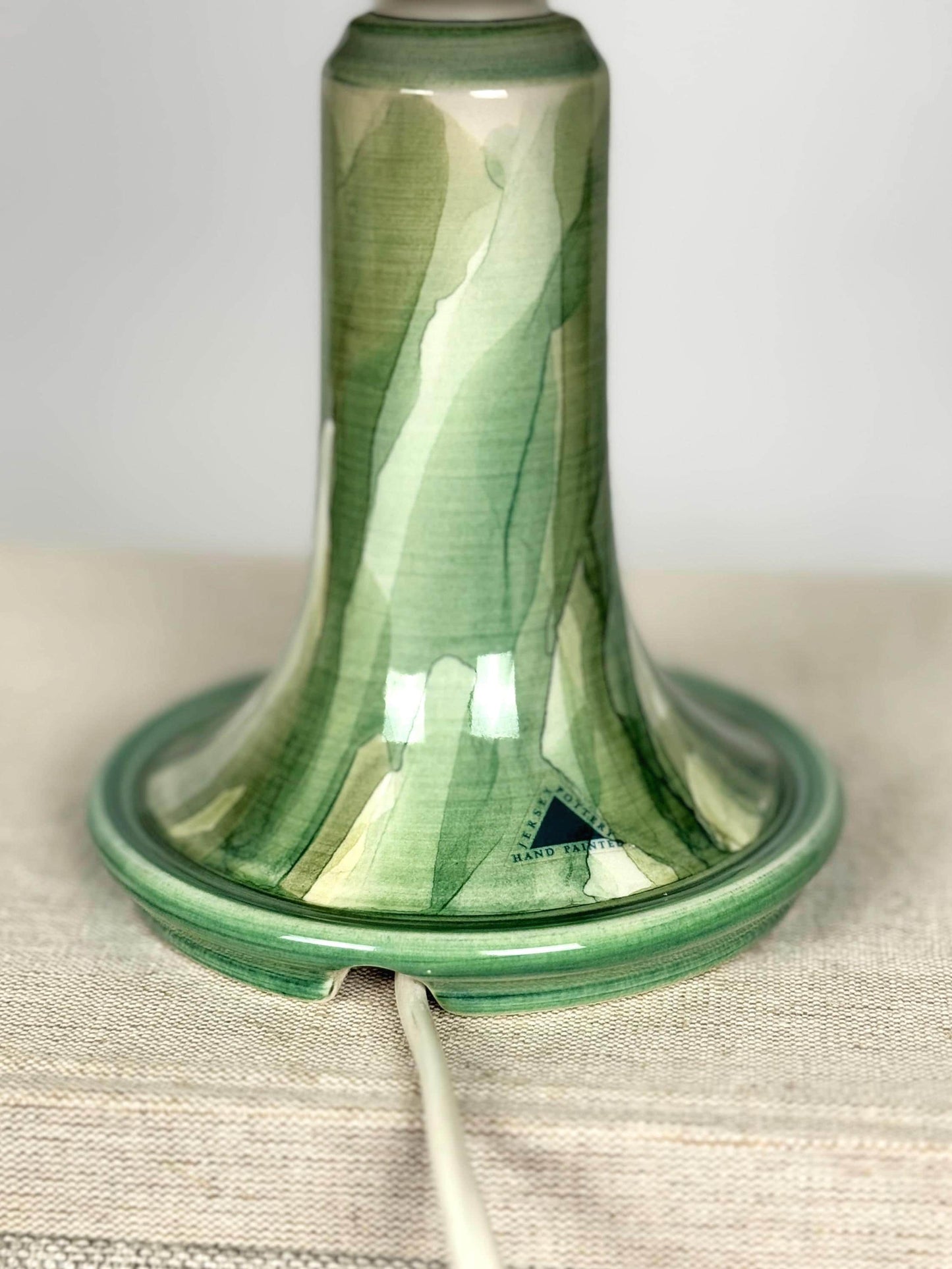 Vintage Jersey Pottery Table Lamp | Green Glazed Ceramic Lamp | Jersey Pottery Lighting