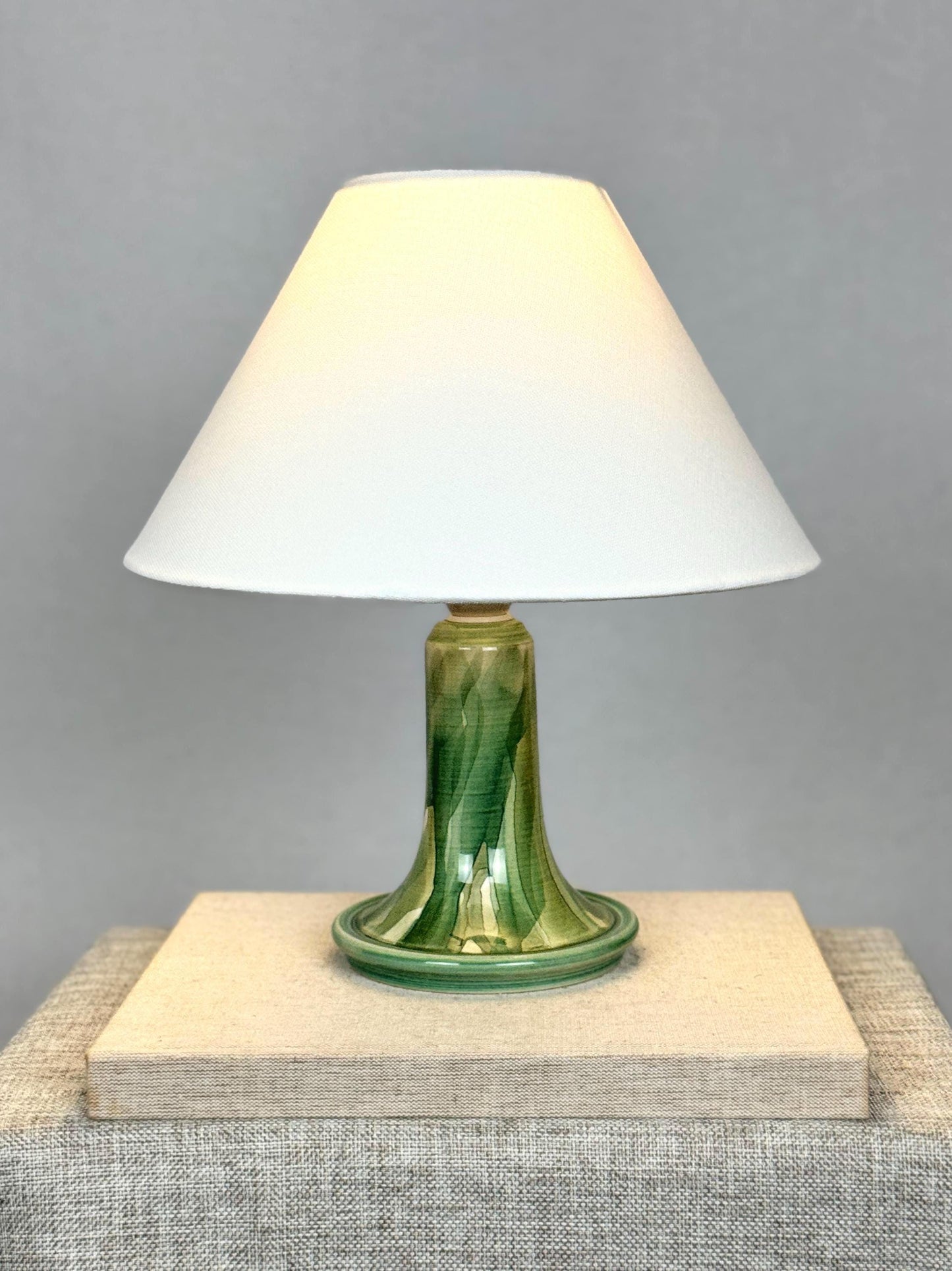 Vintage Jersey Pottery Table Lamp | Green Glazed Ceramic Lamp | Jersey Pottery Lighting