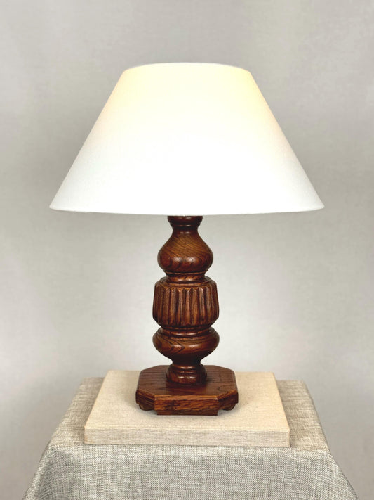 Vintage Turned Wood Table Lamp | Oak Baluster Lamp | Traditional Wooden Lamp