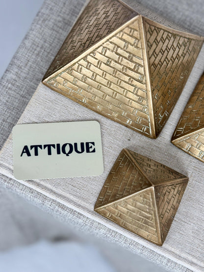 Set of Three Brass Pyramids