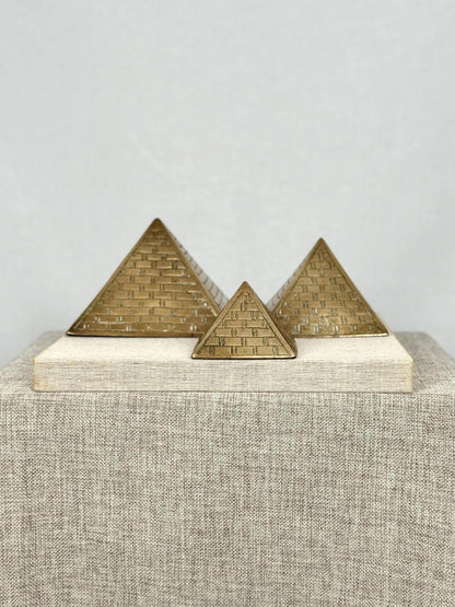 Set of Three Brass Pyramids