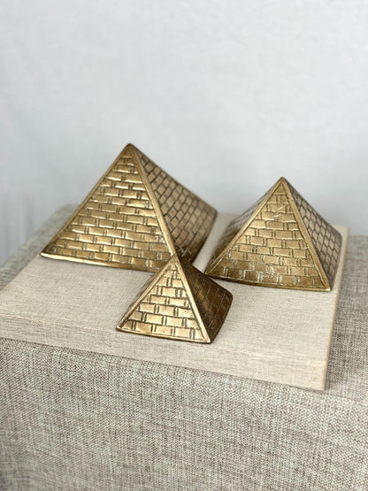 Set of Three Brass Pyramids