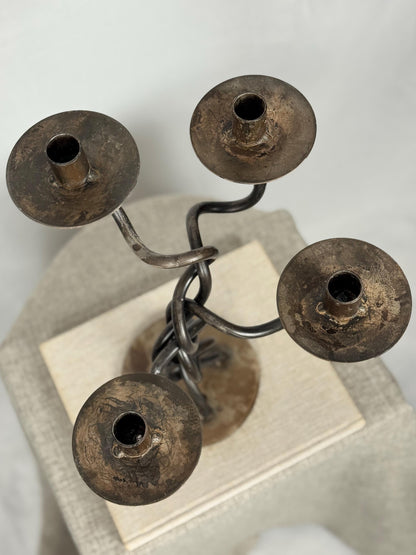 Brutalist Wrought Iron Candelabra