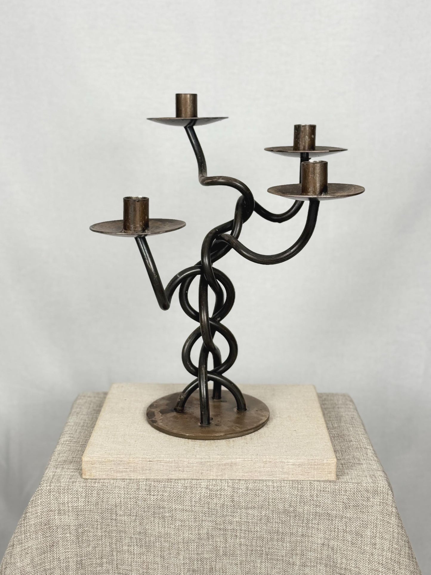 Twisted Iron Candelabra | Sculptural Candle Holder | Brutalist Candle Holder | Twisted Metal Candlestick