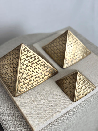 Set of Three Brass Pyramids